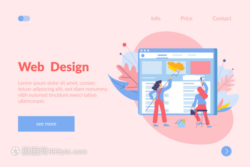 網(wǎng)頁(yè)開(kāi)發(fā)平背景與涂鴉風(fēng)格的畫(huà)家圖像,網(wǎng)頁(yè),屏幕鏈接文本矢量插圖